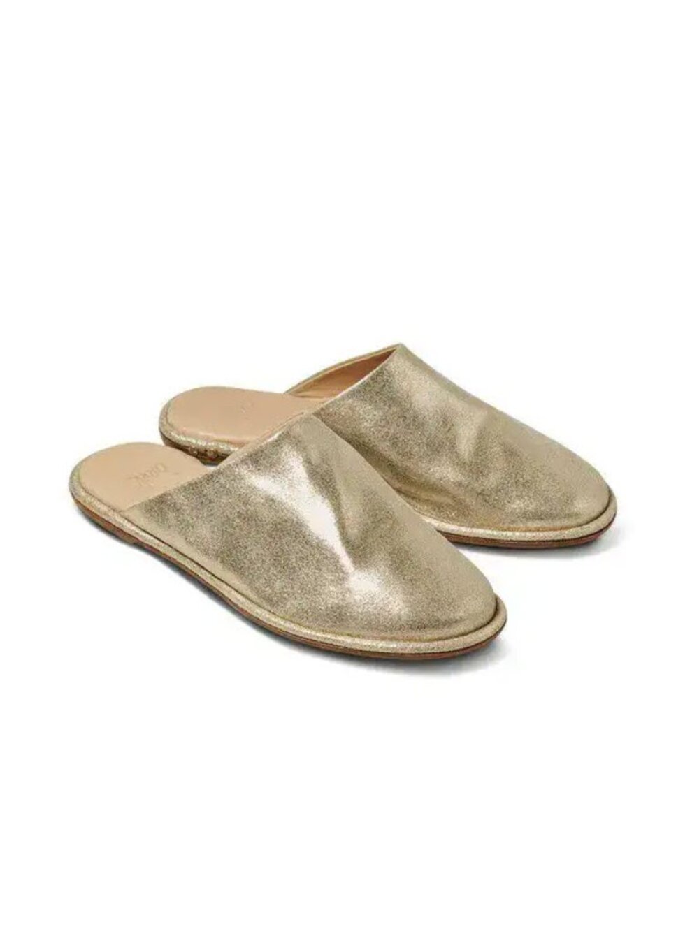 Beek Seagull Leather Mule in Gold Sz 8